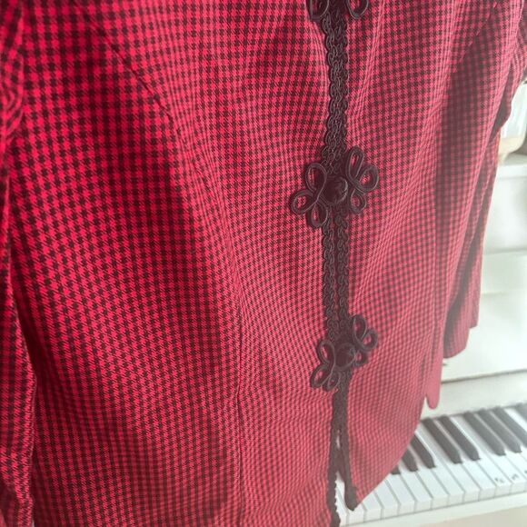 Jessica Howard Red and Black Houndstooth Jacket 12 - Picture 5 of 16